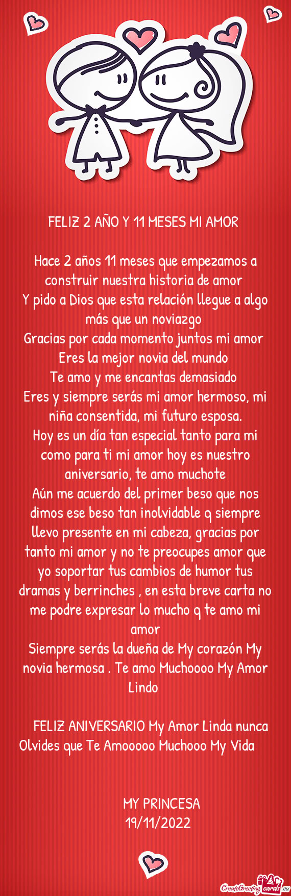 Eres y siempre serás mi amor hermoso, mi niña consentida, mi futuro esposa