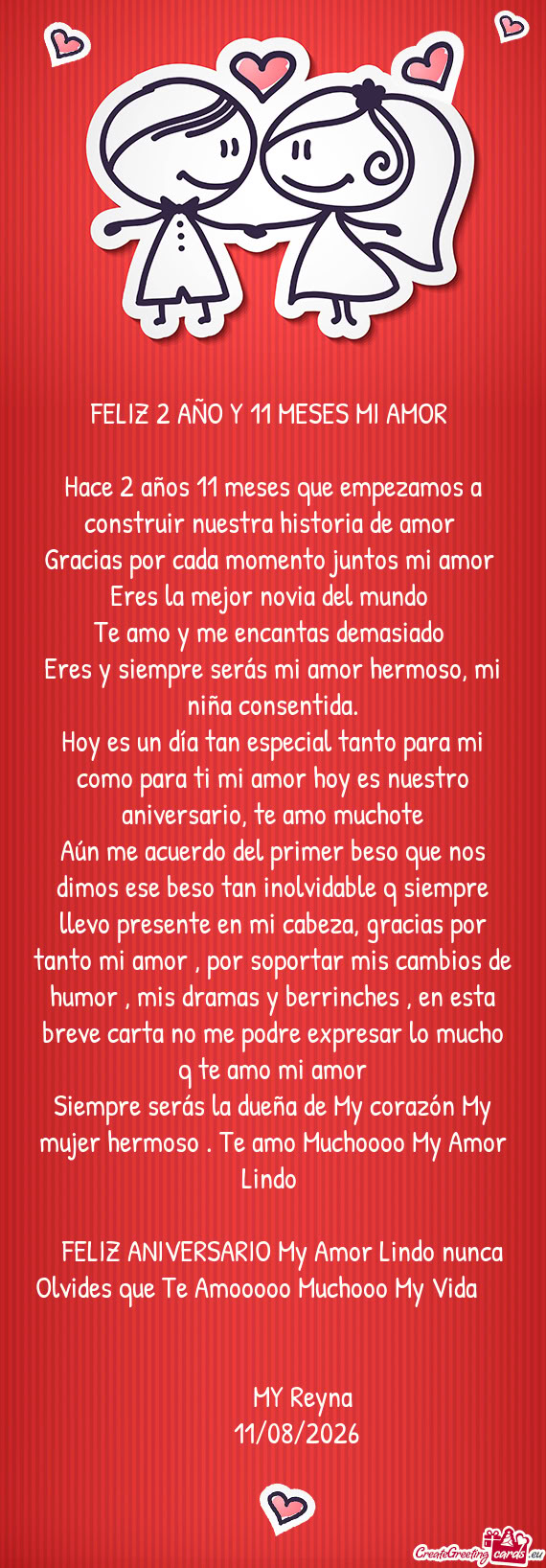 Eres y siempre serás mi amor hermoso, mi niña consentida