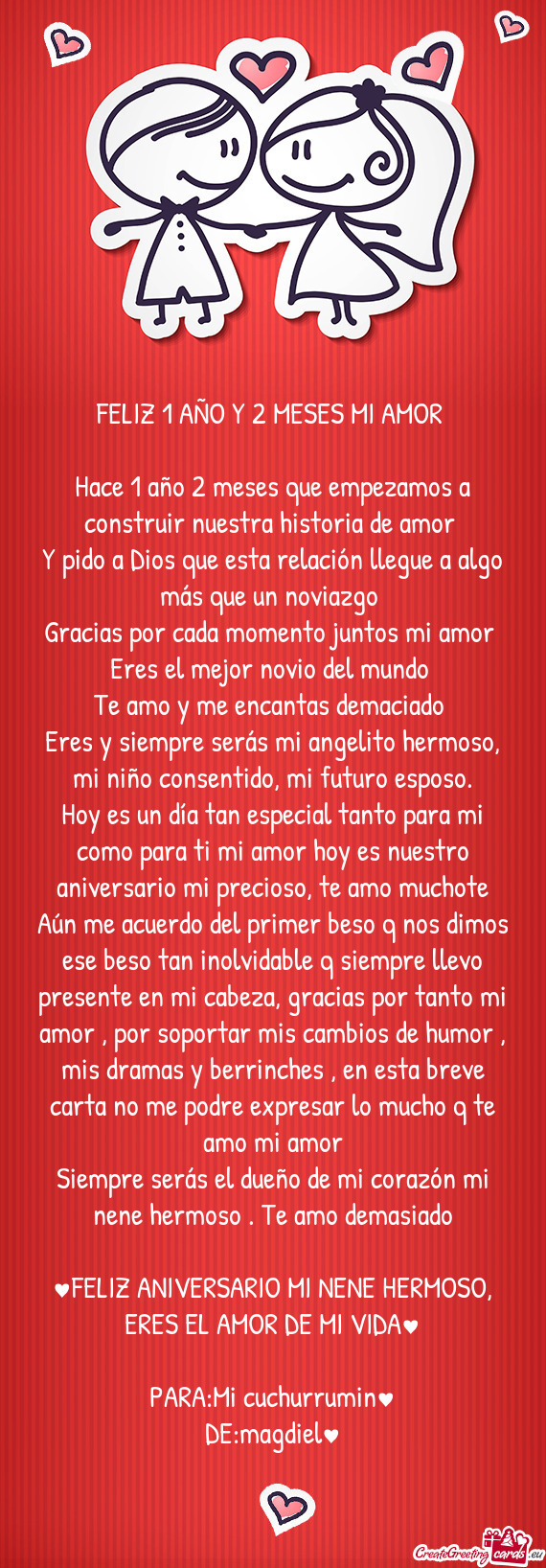 Eres y siempre serás mi angelito hermoso, mi niño consentido, mi futuro esposo