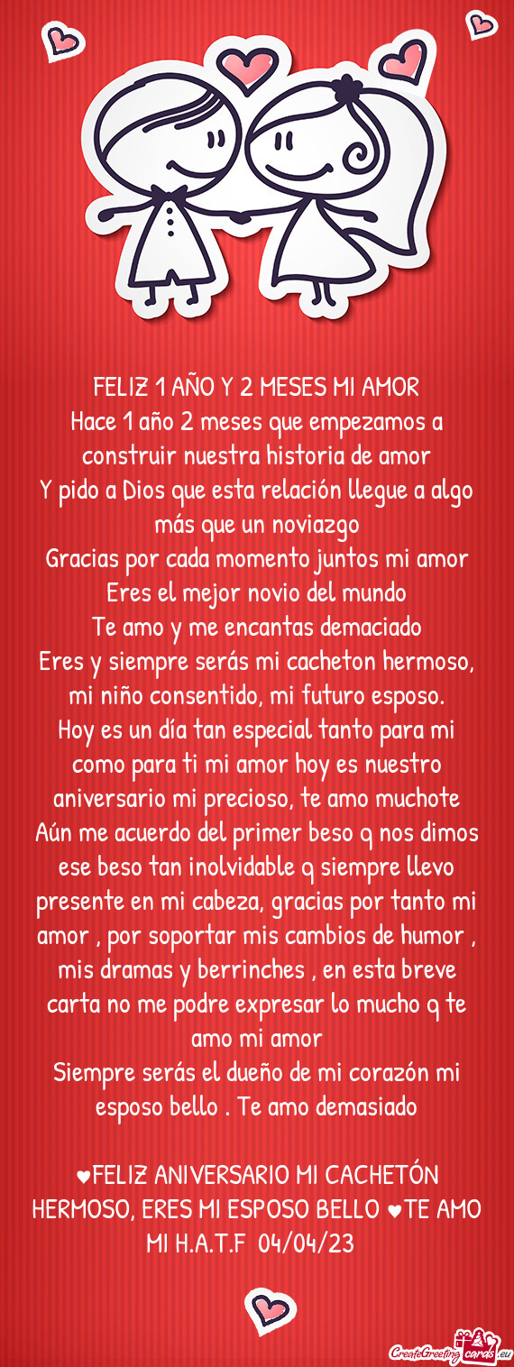 Eres y siempre serás mi cacheton hermoso, mi niño consentido, mi futuro esposo