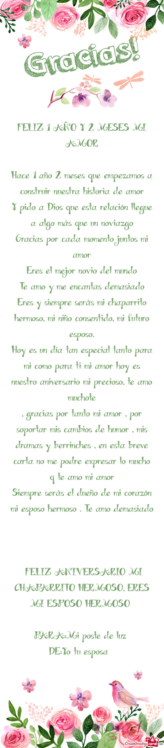 Eres y siempre serás mi chaparrito hermoso, mi niño consentido, mi futuro esposo