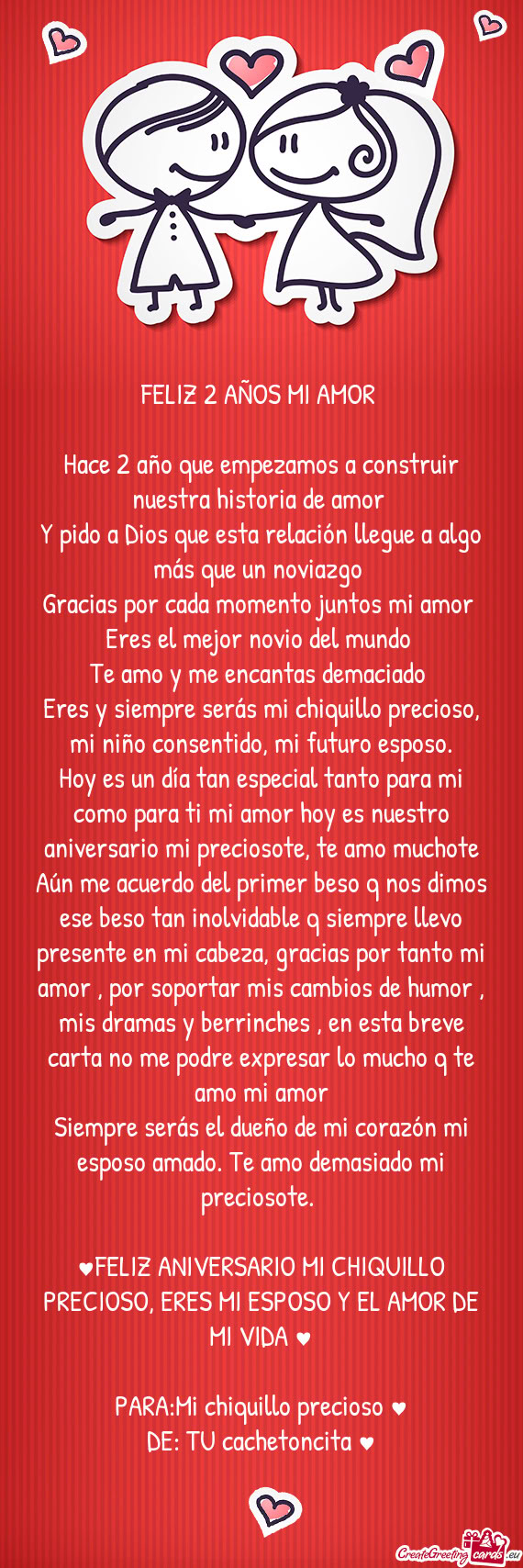Eres y siempre serás mi chiquillo precioso, mi niño consentido, mi futuro esposo