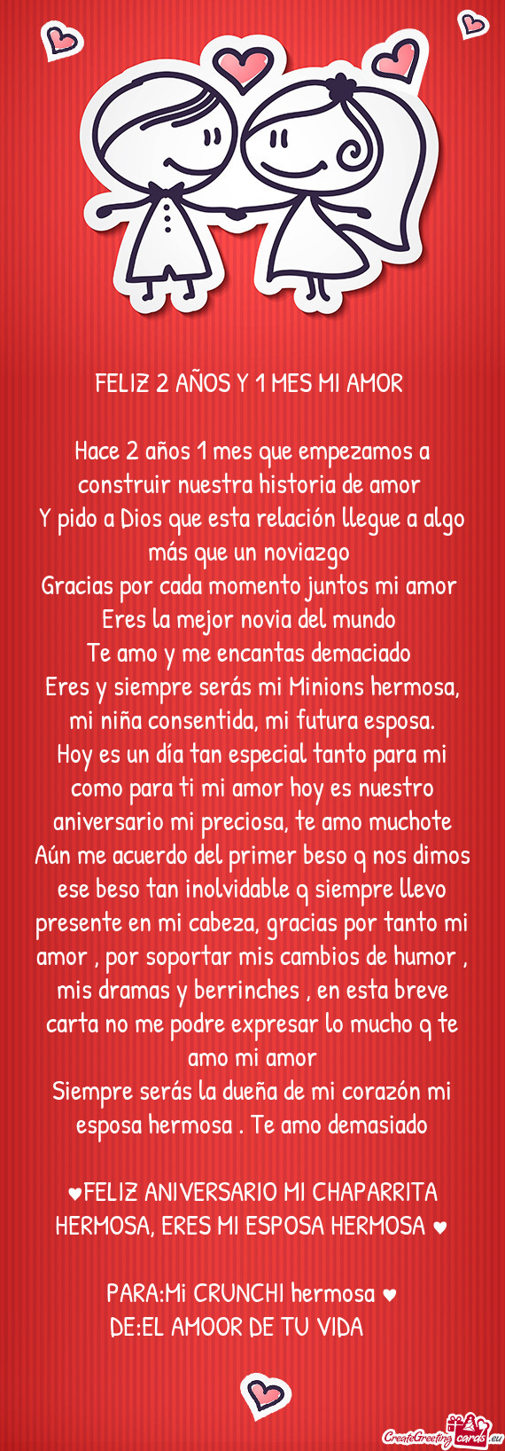 Eres y siempre serás mi Minions hermosa, mi niña consentida, mi futura esposa