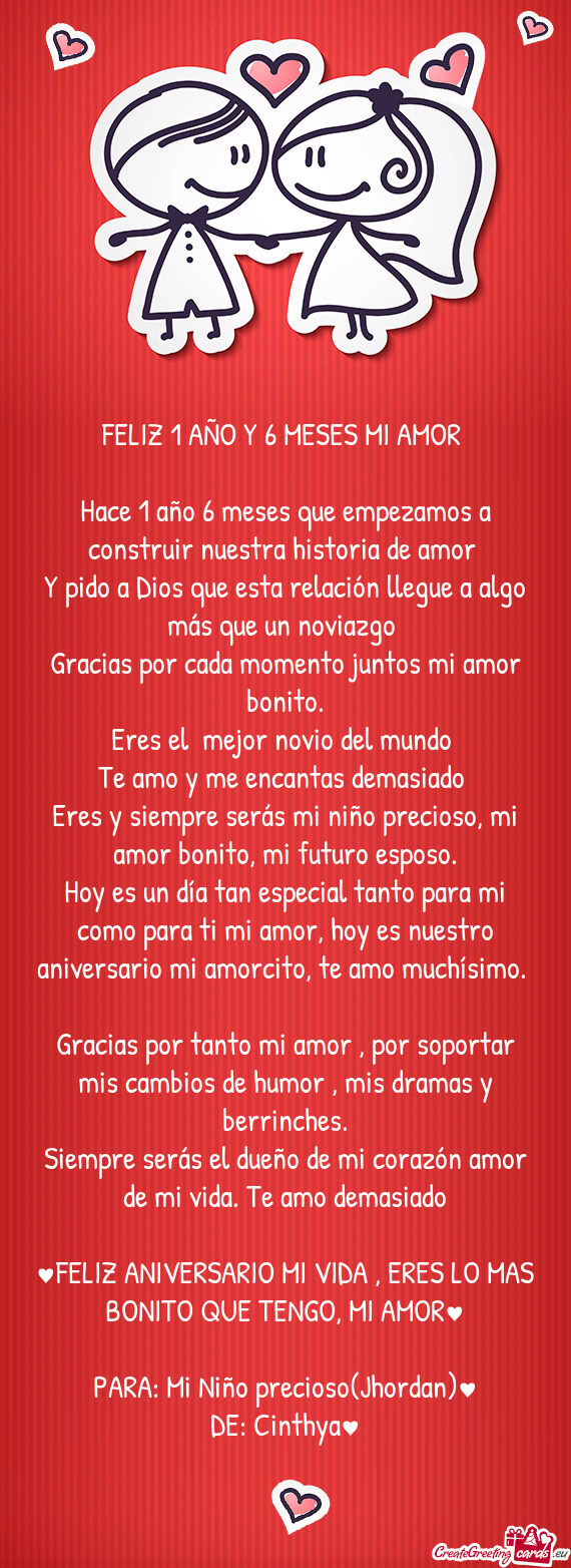 Eres y siempre serás mi niño precioso, mi amor bonito, mi futuro esposo