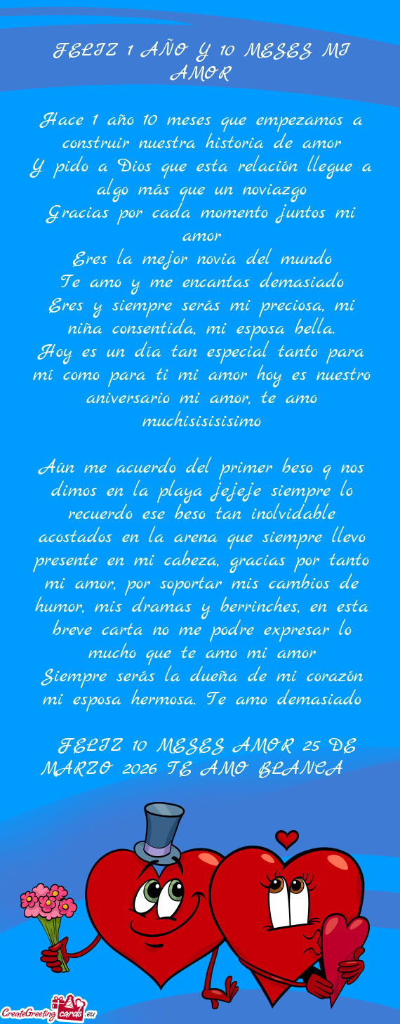 Eres y siempre serás mi preciosa, mi niña consentida, mi esposa bella