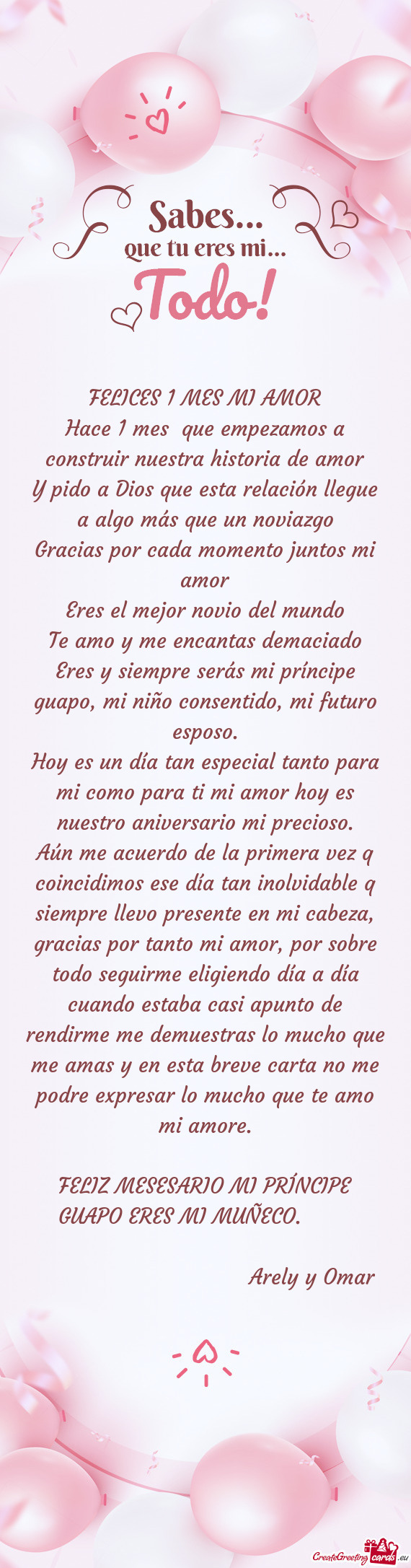 Eres y siempre serás mi príncipe guapo, mi niño consentido, mi futuro esposo