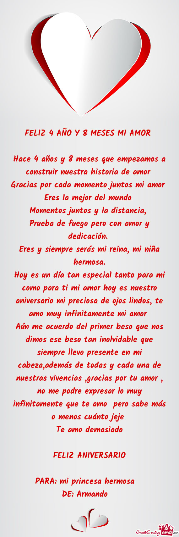 Eres y siempre serás mi reina, mi niña hermosa