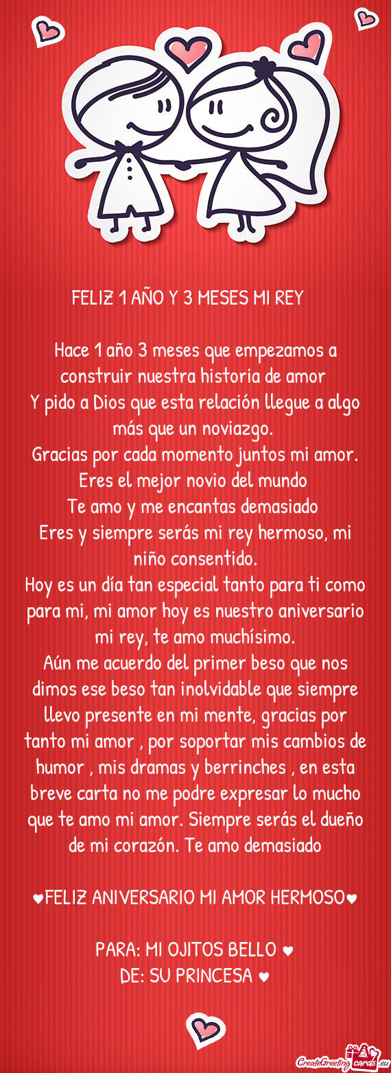 Eres y siempre serás mi rey hermoso, mi niño consentido