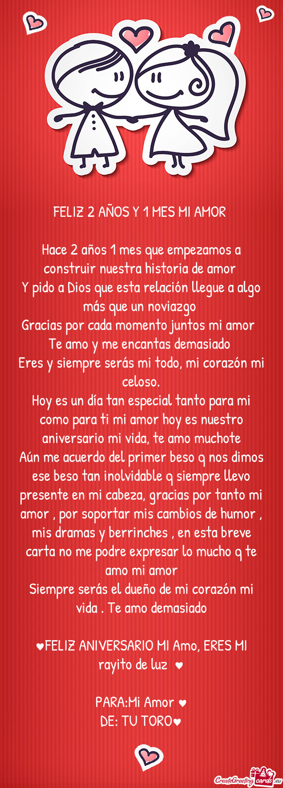 Eres y siempre serás mi todo, mi corazón mi celoso