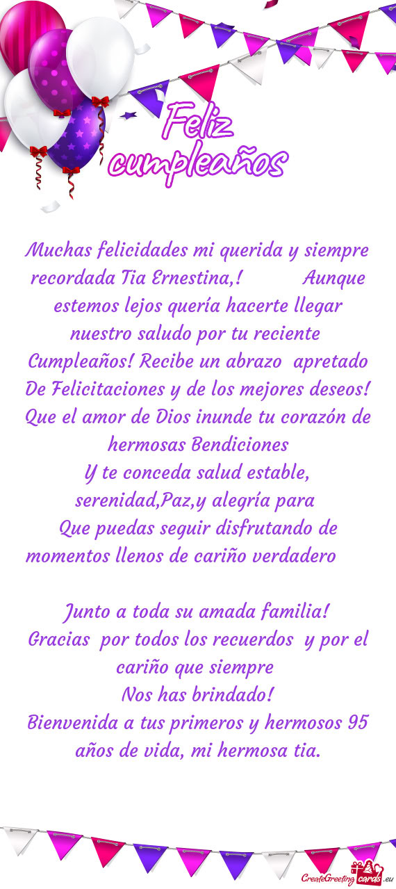 Ería hacerte llegar nuestro saludo por tu reciente