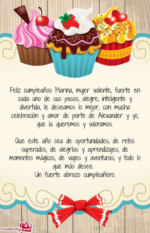 Ertida, le deseamos lo mejor, con mucha celebración y amor de parte de Alexander y yo, que la quere