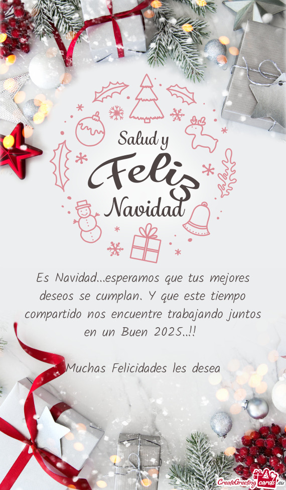 Es Navidad...esperamos que tus mejores deseos se cumplan. Y que este tiempo compartido nos encuentre