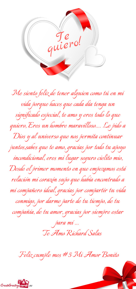 Especial, te amo y eres todo lo que quiero, Eres un hombre maravilloso.... Le pido a Dios y al univ