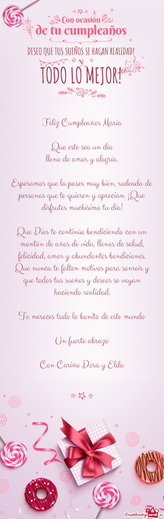 Esperamos que la pases muy bien, rodeada de personas que te quieren y aprecian. ¡Que disfrutes much