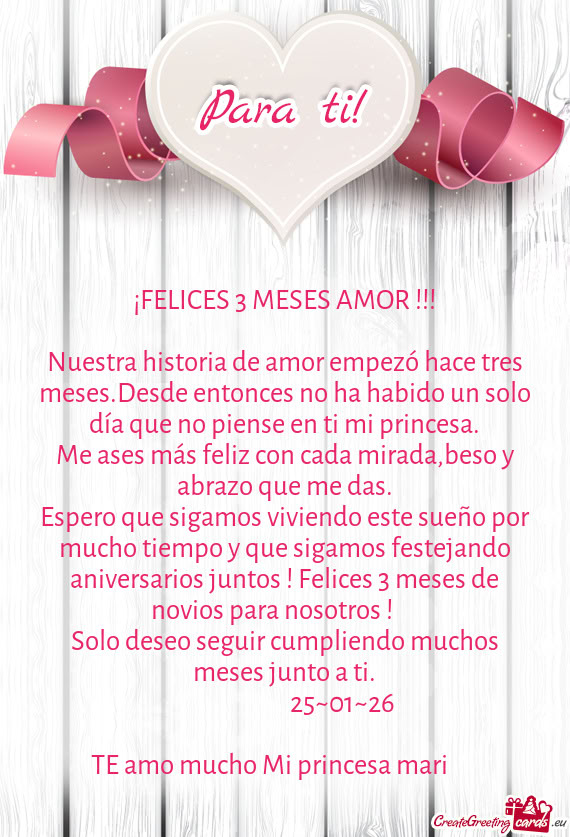 Espero que sigamos viviendo este sueño por mucho tiempo y que sigamos festejando aniversarios junto