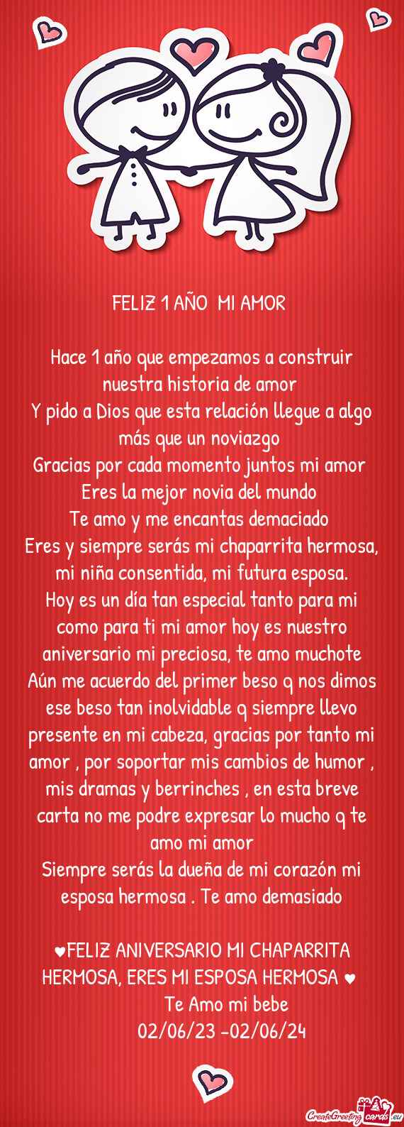 Esta breve carta no me podre expresar lo mucho q te amo mi amor