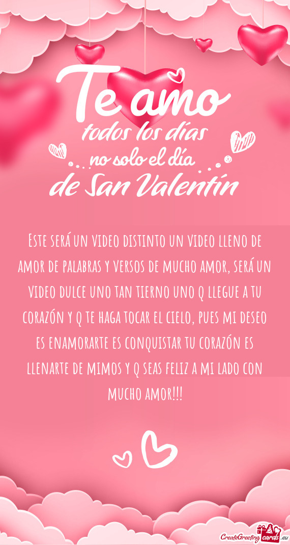 Este será un video distinto un video lleno de amor de palabras y versos de mucho amor, será un vid