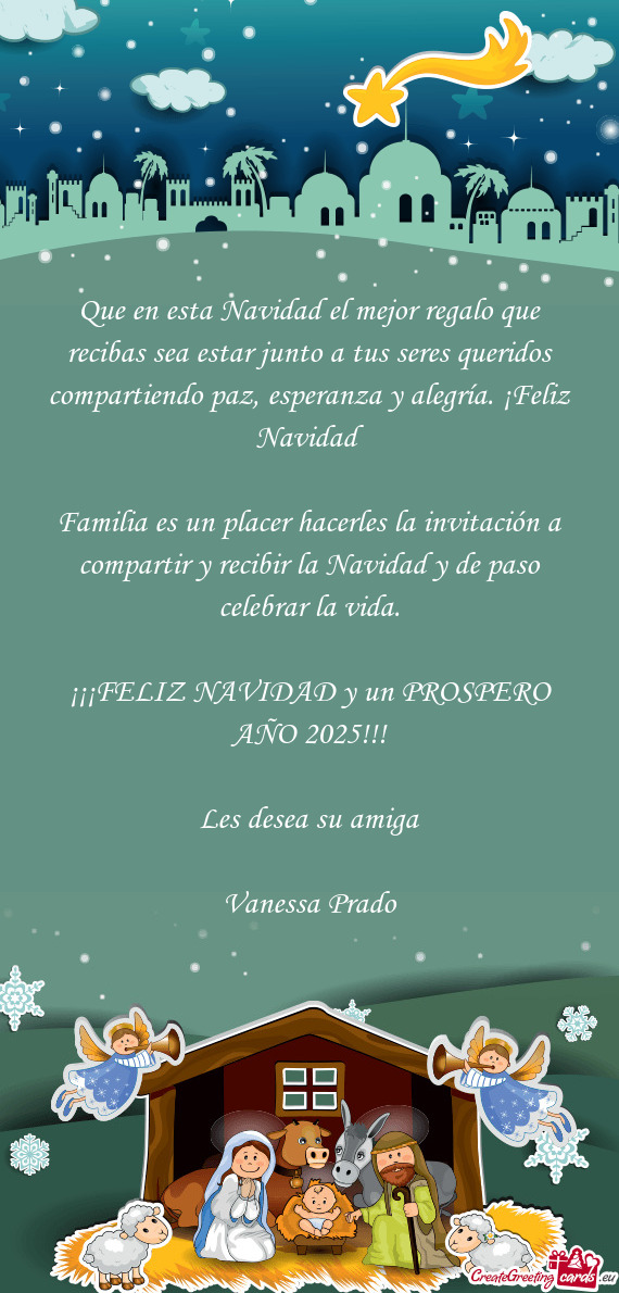 Familia es un placer hacerles la invitación a compartir y recibir la Navidad y de paso celebrar la