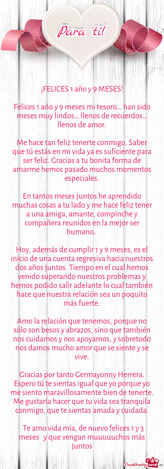 Felices 1 año y 9 meses mi tesoro… han sido meses muy lindos… llenos de recuerdos… llenos de
