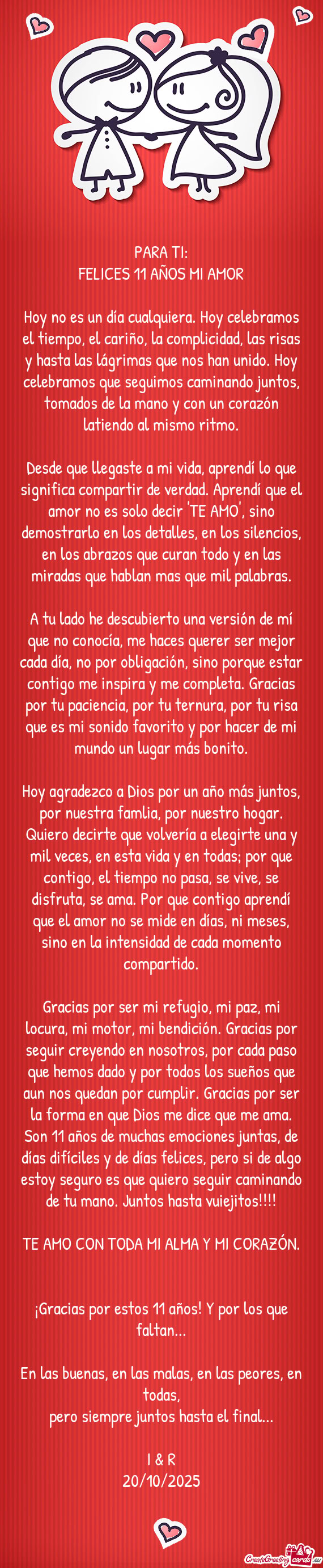 FELICES 11 AÑOS MI AMOR