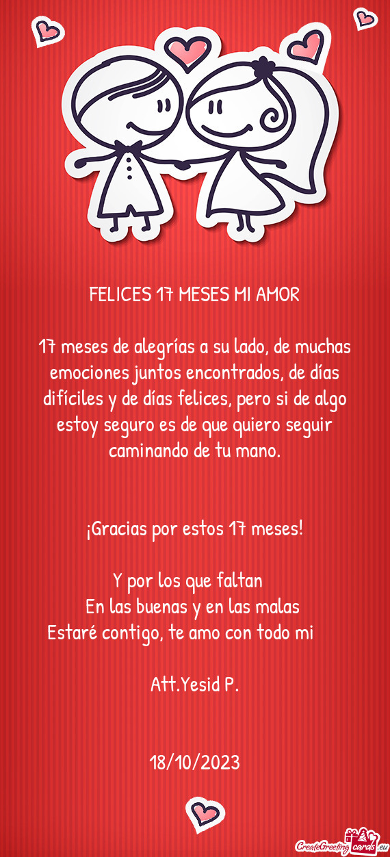 FELICES 17 MESES MI AMOR