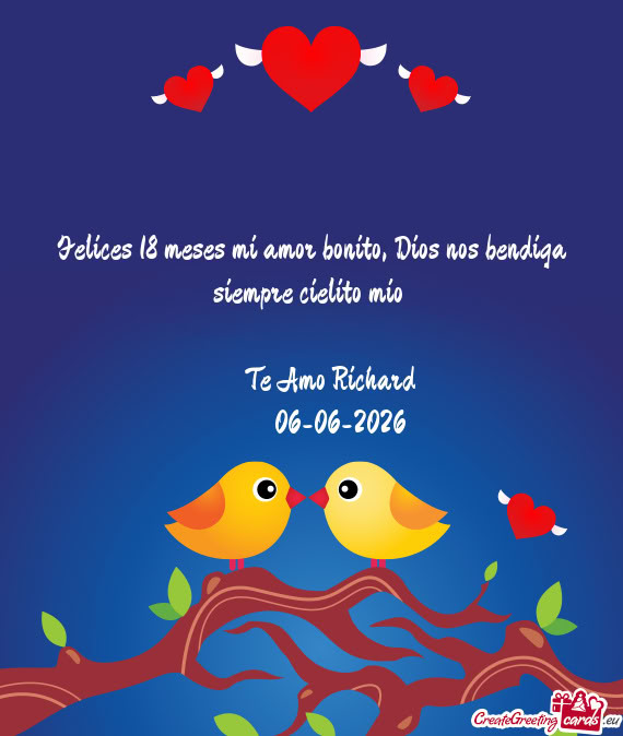 Felices 18 meses mi amor bonito, Dios nos bendiga siempre cielito mio