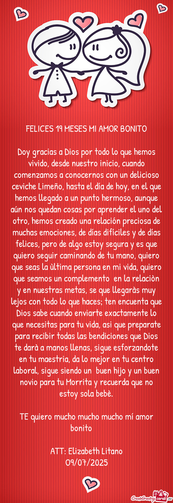 FELICES 19 MESES MI AMOR BONITO