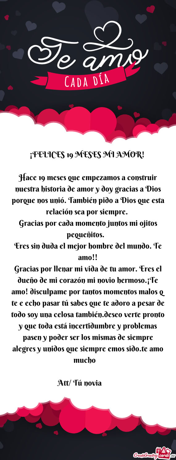 ¡FELICES 19 MESES MI AMOR