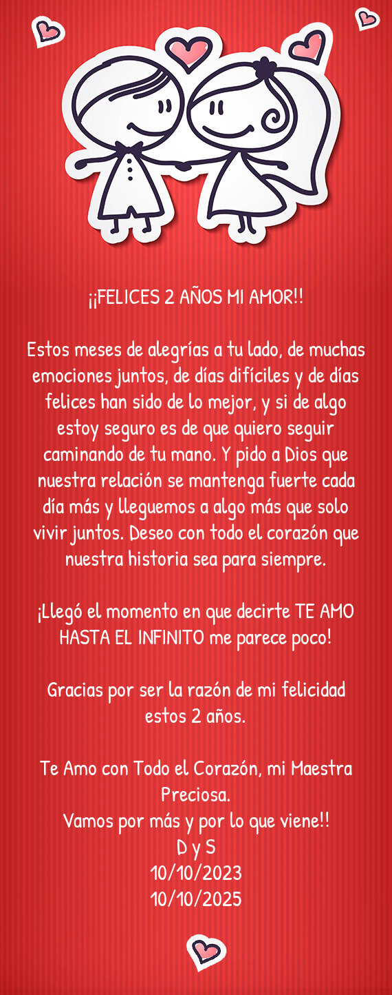 ¡¡FELICES 2 AÑOS MI AMOR