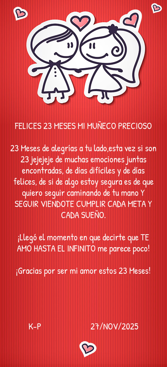 FELICES 23 MESES MI MUÑECO PRECIOSO