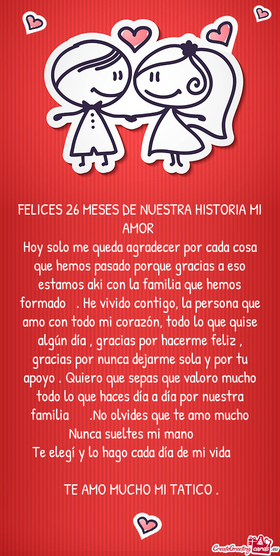 FELICES 26 MESES DE NUESTRA HISTORIA MI AMOR