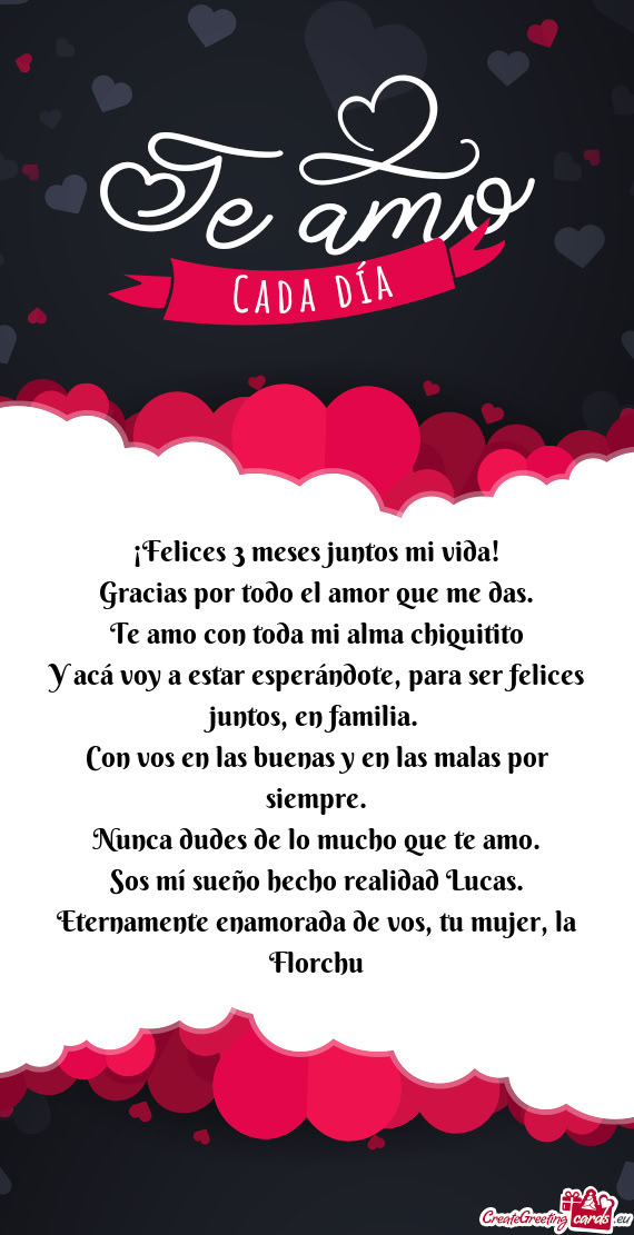 ¡Felices 3 meses juntos mi vida