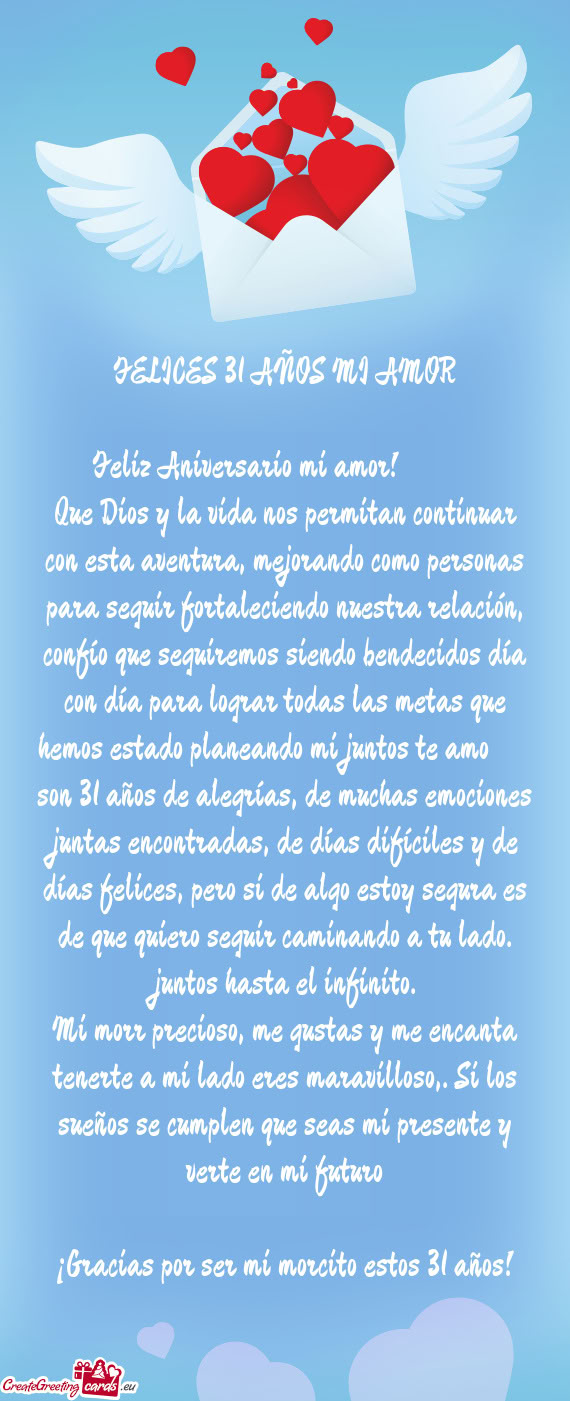FELICES 31 AÑOS MI AMOR