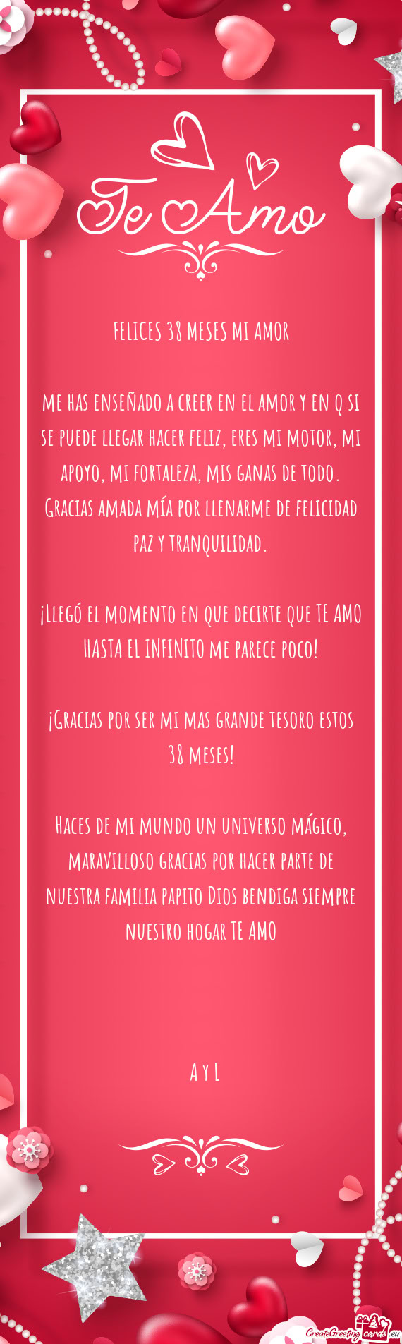 FELICES 38 MESES MI AMOR
