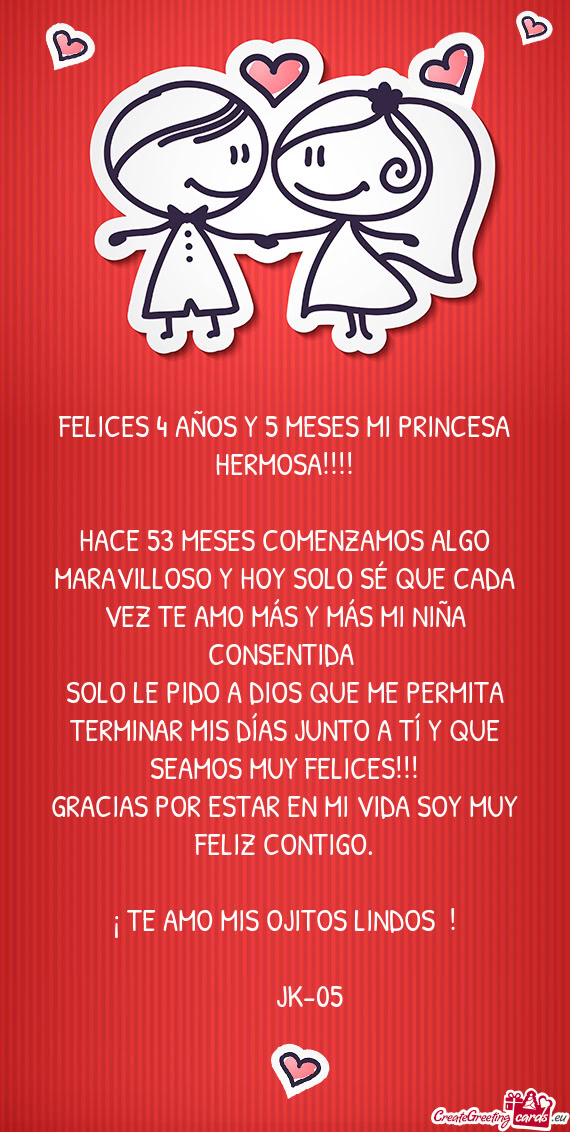 FELICES 4 AÑOS Y 5 MESES MI PRINCESA HERMOSA