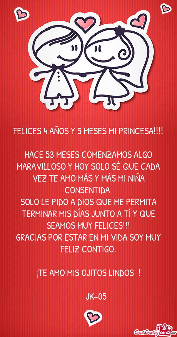 FELICES 4 AÑOS Y 5 MESES MI PRINCESA