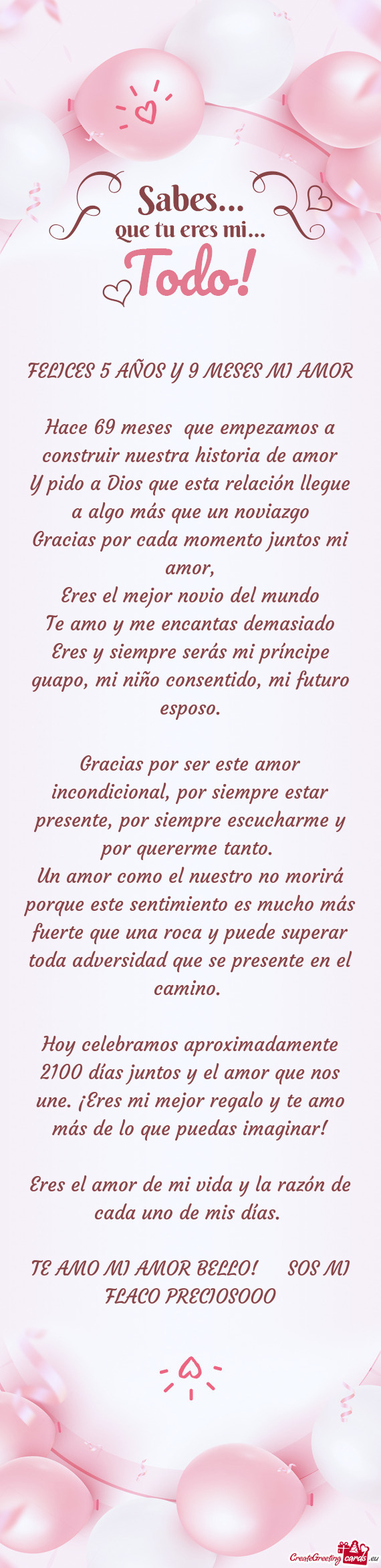 FELICES 5 AÑOS Y 9 MESES MI AMOR