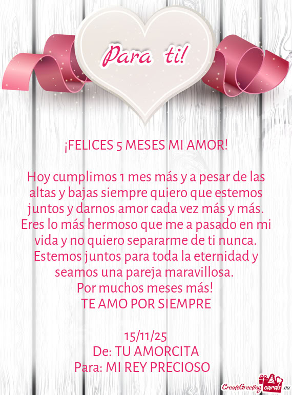 ¡FELICES 5 MESES MI AMOR