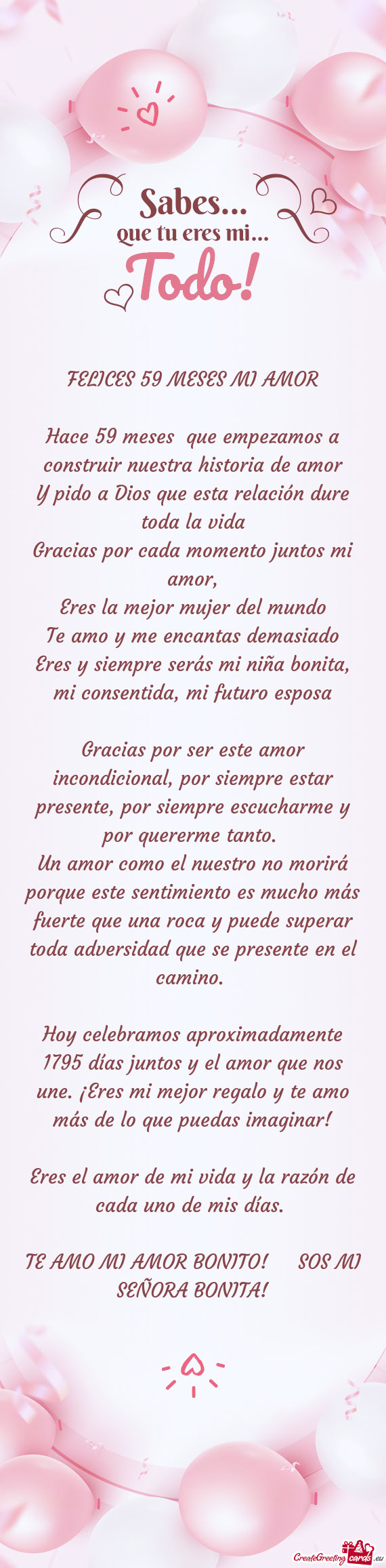 FELICES 59 MESES MI AMOR