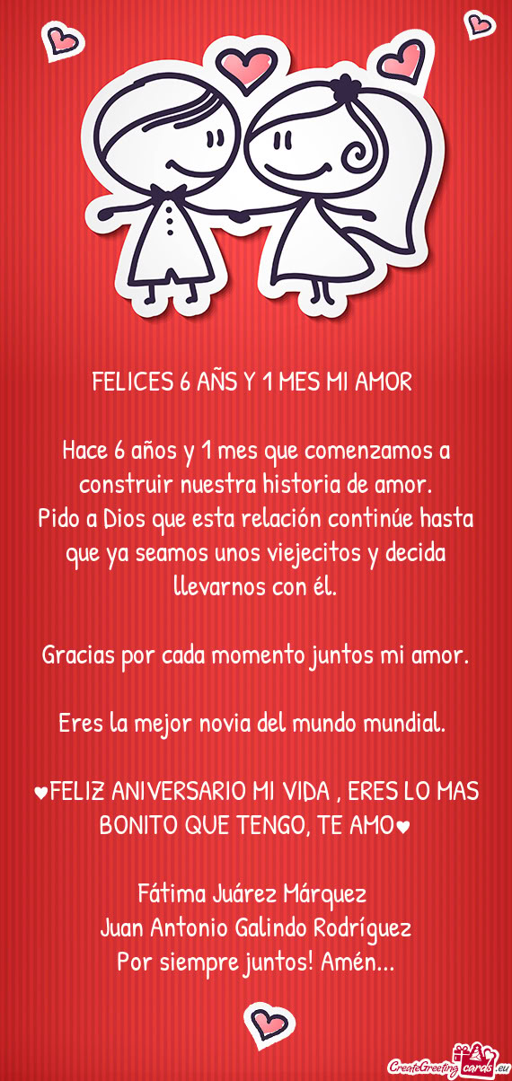 FELICES 6 AÑS Y 1 MES MI AMOR