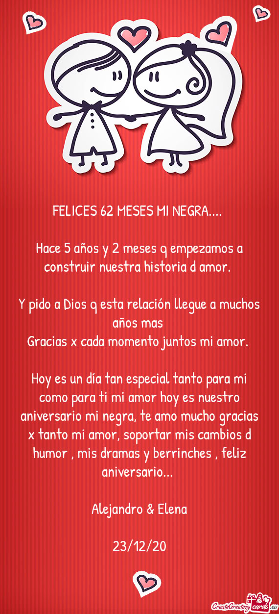FELICES 62 MESES MI NEGRA