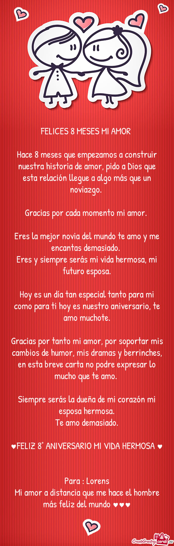 FELICES 8 MESES MI AMOR