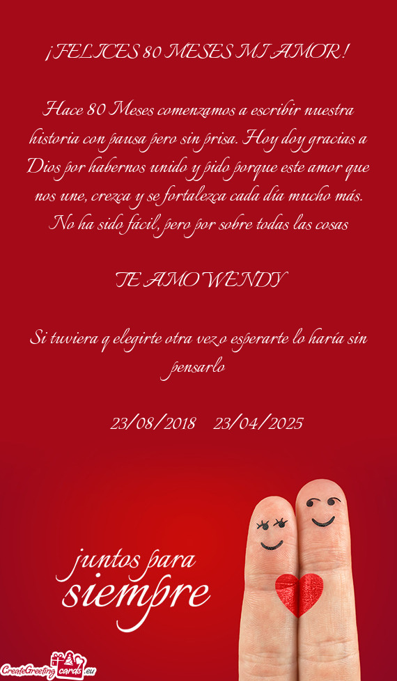 ¡FELICES 80 MESES MI AMOR
