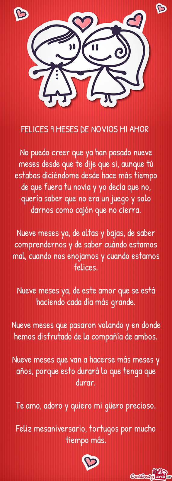 FELICES 9 MESES DE NOVIOS MI AMOR