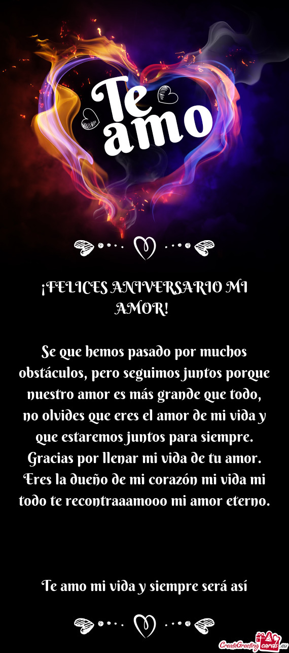 ¡FELICES ANIVERSARIO MI AMOR