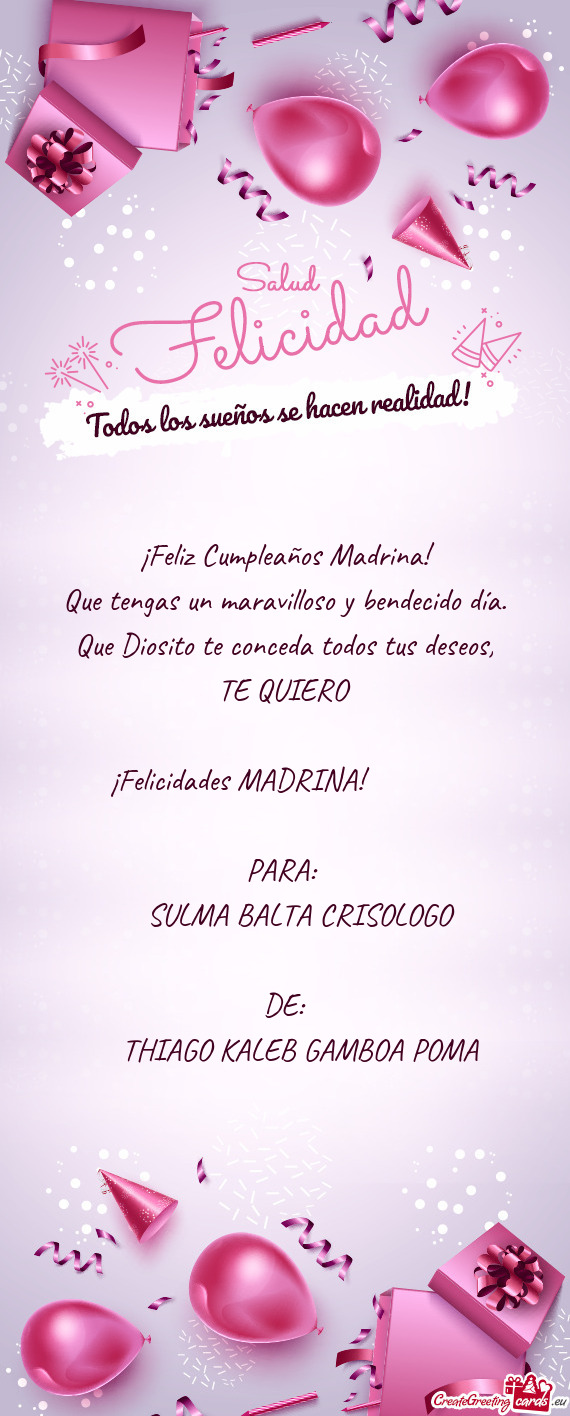 ¡Felicidades MADRINA!🎉🎊🥳🎂🎁
