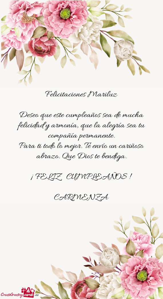 Felicitaciones Mariluz
