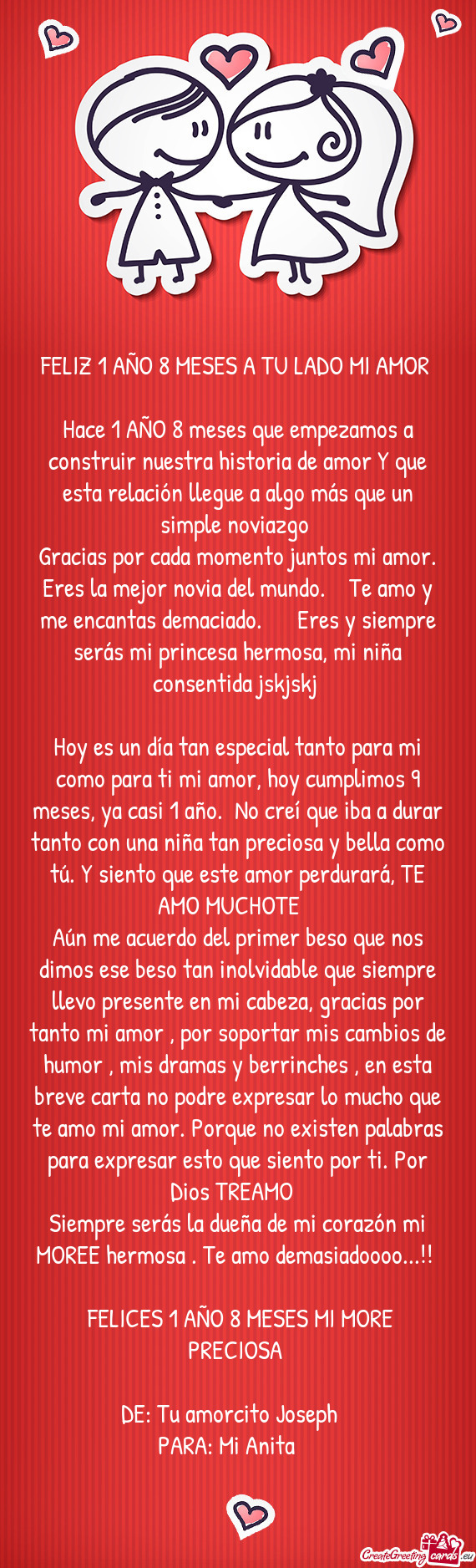 FELIZ 1 AÑO 8 MESES A TU LADO MI AMOR