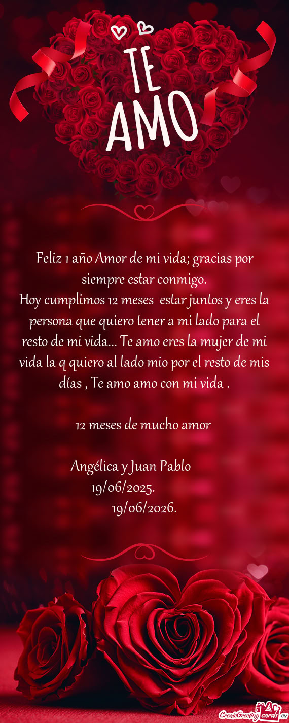 Feliz 1 año Amor de mi vida; gracias por siempre estar conmigo