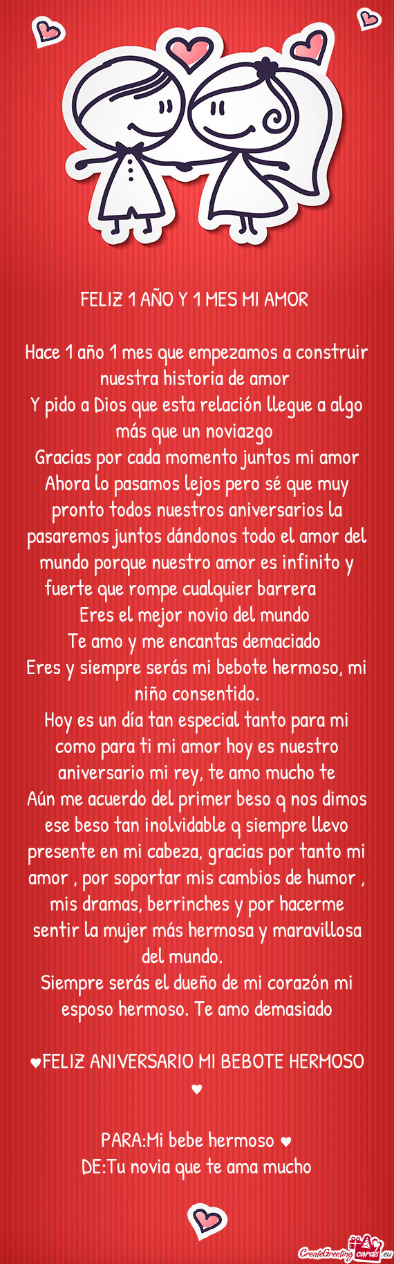 FELIZ 1 AÑO Y 1 MES MI AMOR